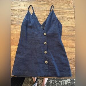 Reformation Blue Linen Button Mini Dress S